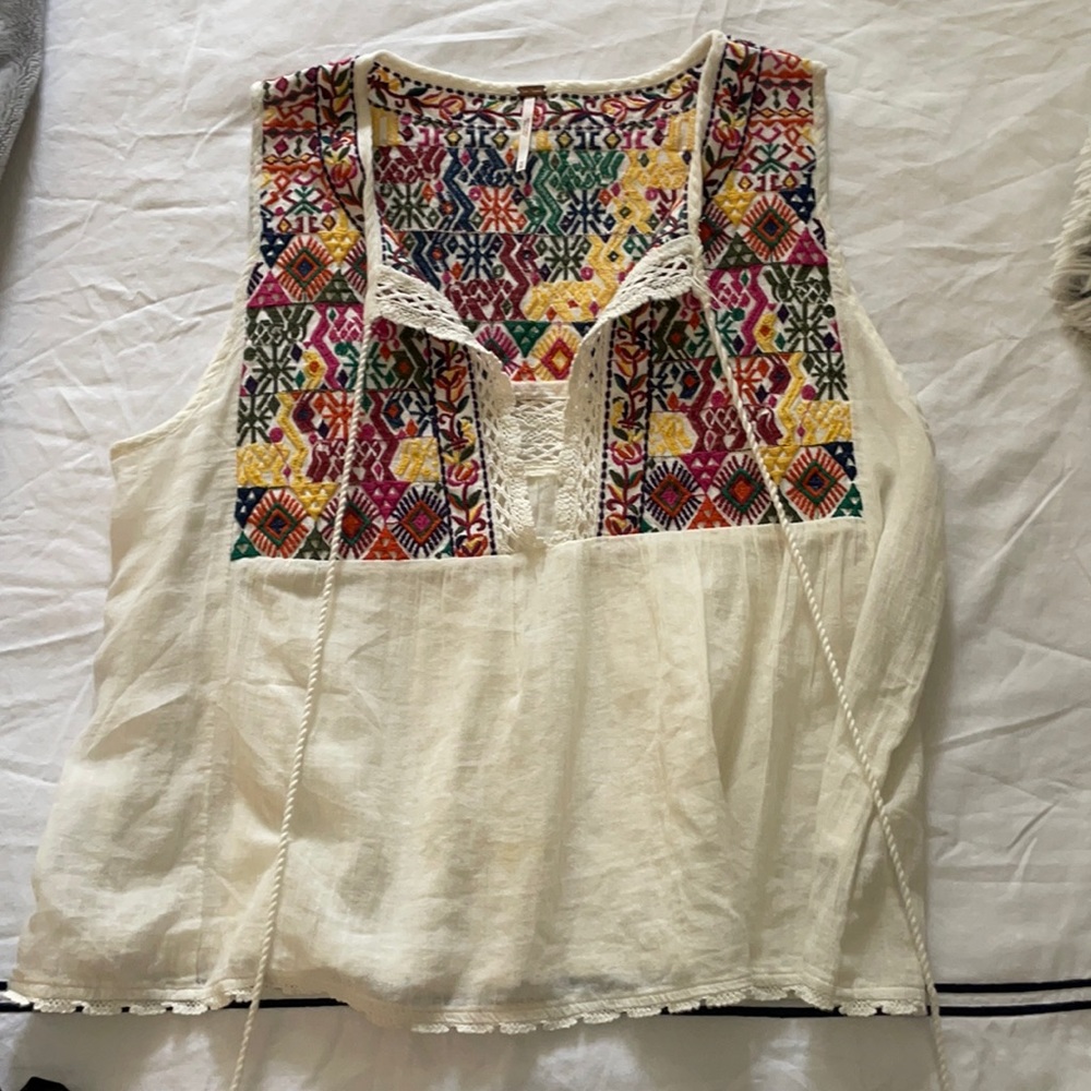 Free People White Tunic Shirt